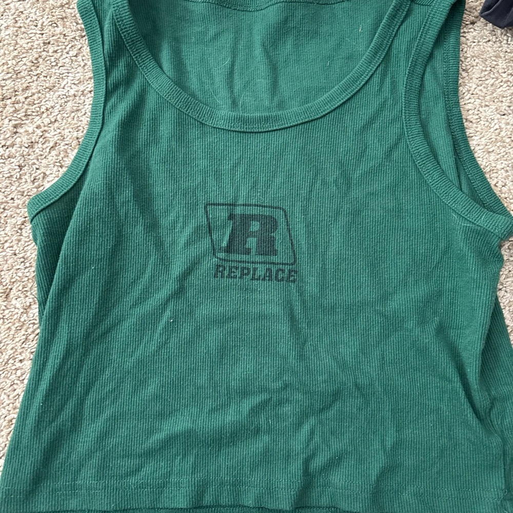 Replace Green Fitted Crop Tank Top